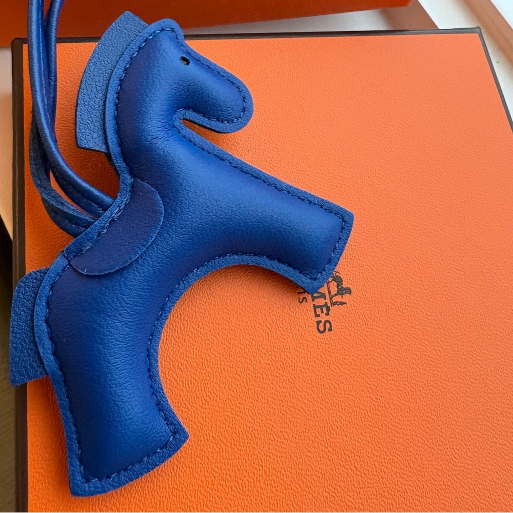 Blue Genuine Leather Horse Bag Charm